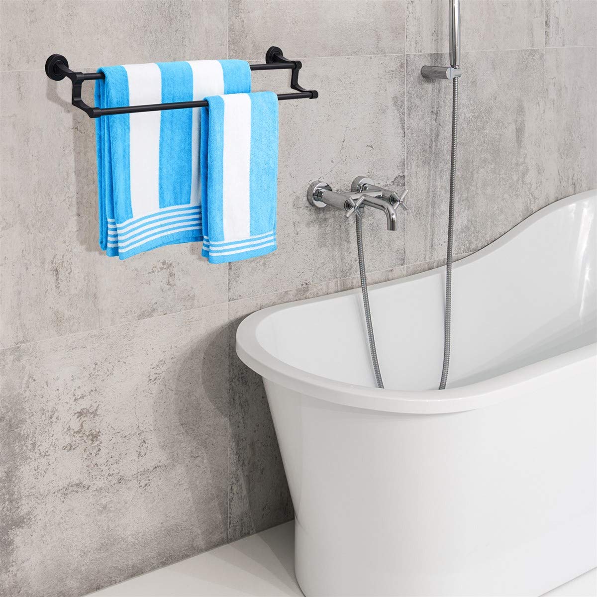 Plantex Premium Stainless Steel & Aluminum Towel Rod/Towel Hanger for Bathroom/Towel Rod/Stand/Bathroom Accessories (24 Inch-Black)