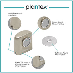 Plantex Heavy Duty Door Magnet Stopper/Door Catch Holder for Home/Office/Hotel, Floor Mounted Soft-Catcher to Hold Wooden/Glass/PVC Door - Pack of 8 (193 - Satin Matt)