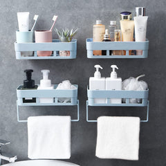 Primax Bathroom Organizer/Self-Adhesive Bathroom Shelf/Rack with Napkin Hanger/Shelf for Kitchen/Bathroom Accessories - Wall Mount Bathroom Stand (Pink,Pack of 4)