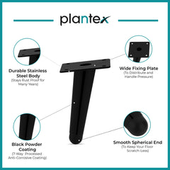 Plantex 304 Grade Stainless Steel 4 inch Sofa Leg/Bed Furniture Leg Pair for Home Furnitures (DTS-54-Black) – 2 Pcs