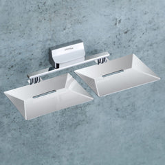 Plantex Solid Brass Made Twin soap Holder Stand for Bathroom and wash Basin (Shiny Silver)