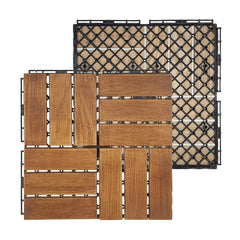 Plantex Tiles for Floor-Interlocking Wooden Tiles/Garden Tile/Quick Flooring Solution for Indoor/Outdoor Deck Tile-Pack of 10 (ASH Wood)