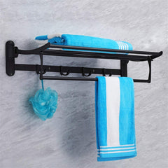 Plantex Stainless Steel Folding Towel Rack for Bathroom/Towel Stand/Towel Holder/Bathroom Accessories (24 Inch) - Matt Black