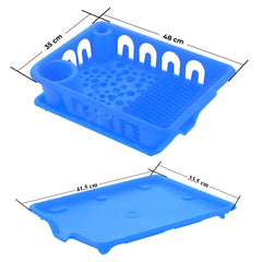 Primax ABS Plastic Dish Drainer Basket/Dish Drying Rack/Plate Stand/Bartan Basket (APS-730,Blue)