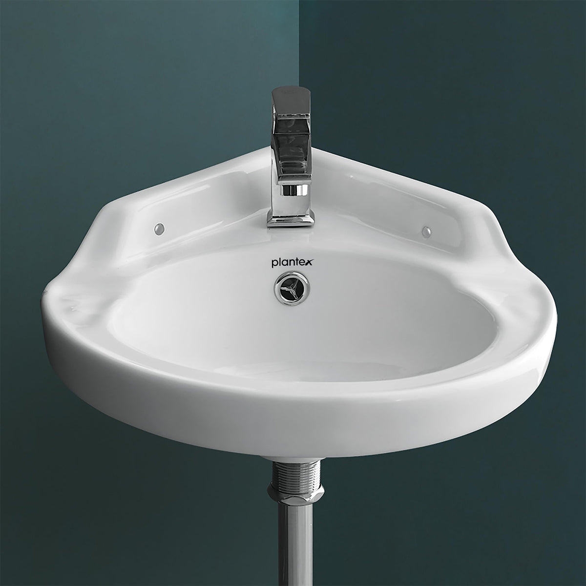 Plantex Ceramic Corner Basin for Bathroom/Kitchen/Wall-Hung Hand Wash Basin - White (Breva)