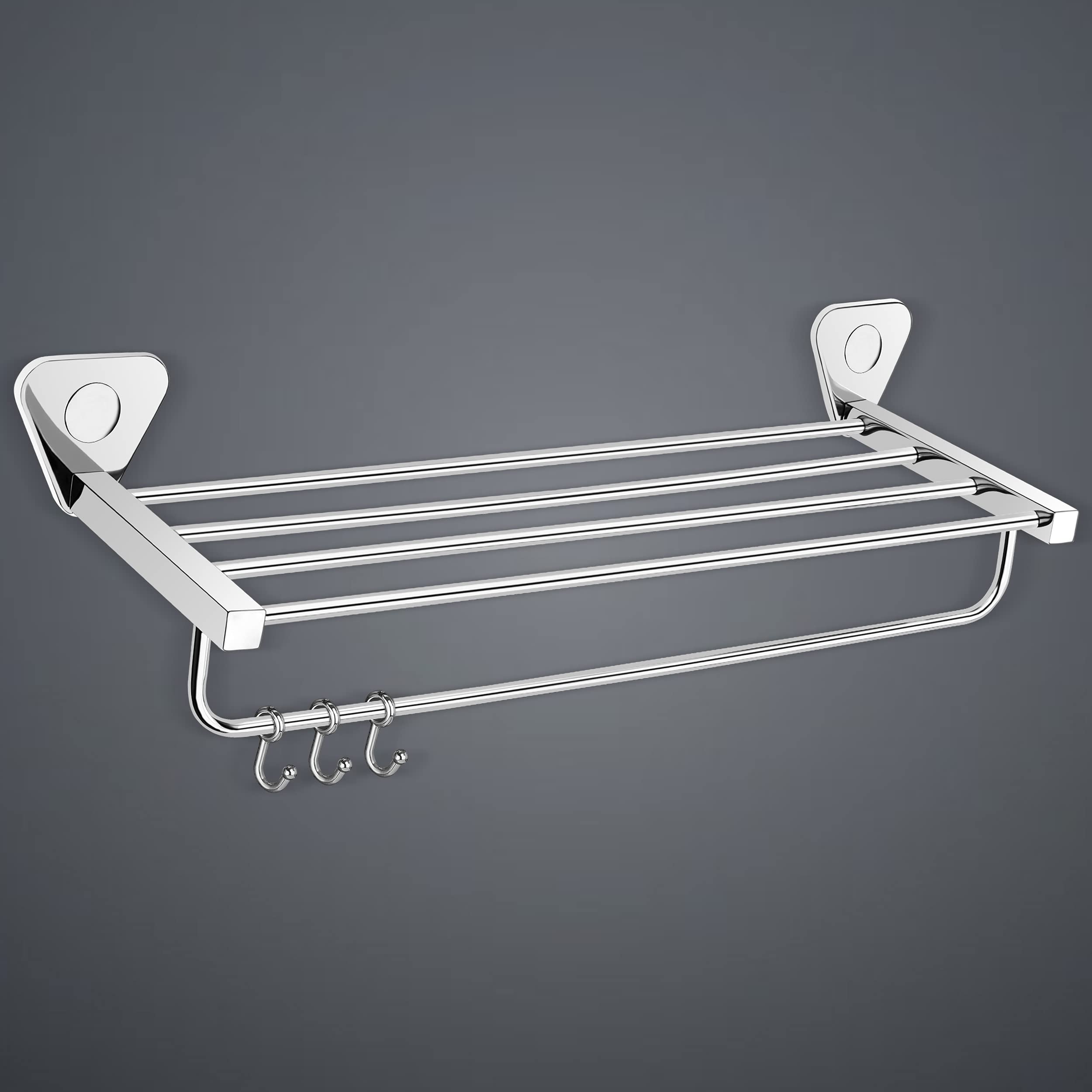 Plantex Pyramid Stainless Steel Towel Rack/Towel Hanger/Stand/Bathroom Accessories - 24 inch (Chrome)