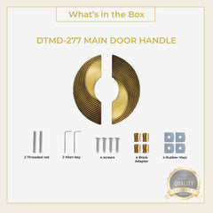 Plantex Heavy Duty Door Handle/Door & Home Decor/8-inches Round Shape Main Door Handle/Door Pull Push Handle Set- Pack of 1 (277- Brass Antique and PVD Gold)