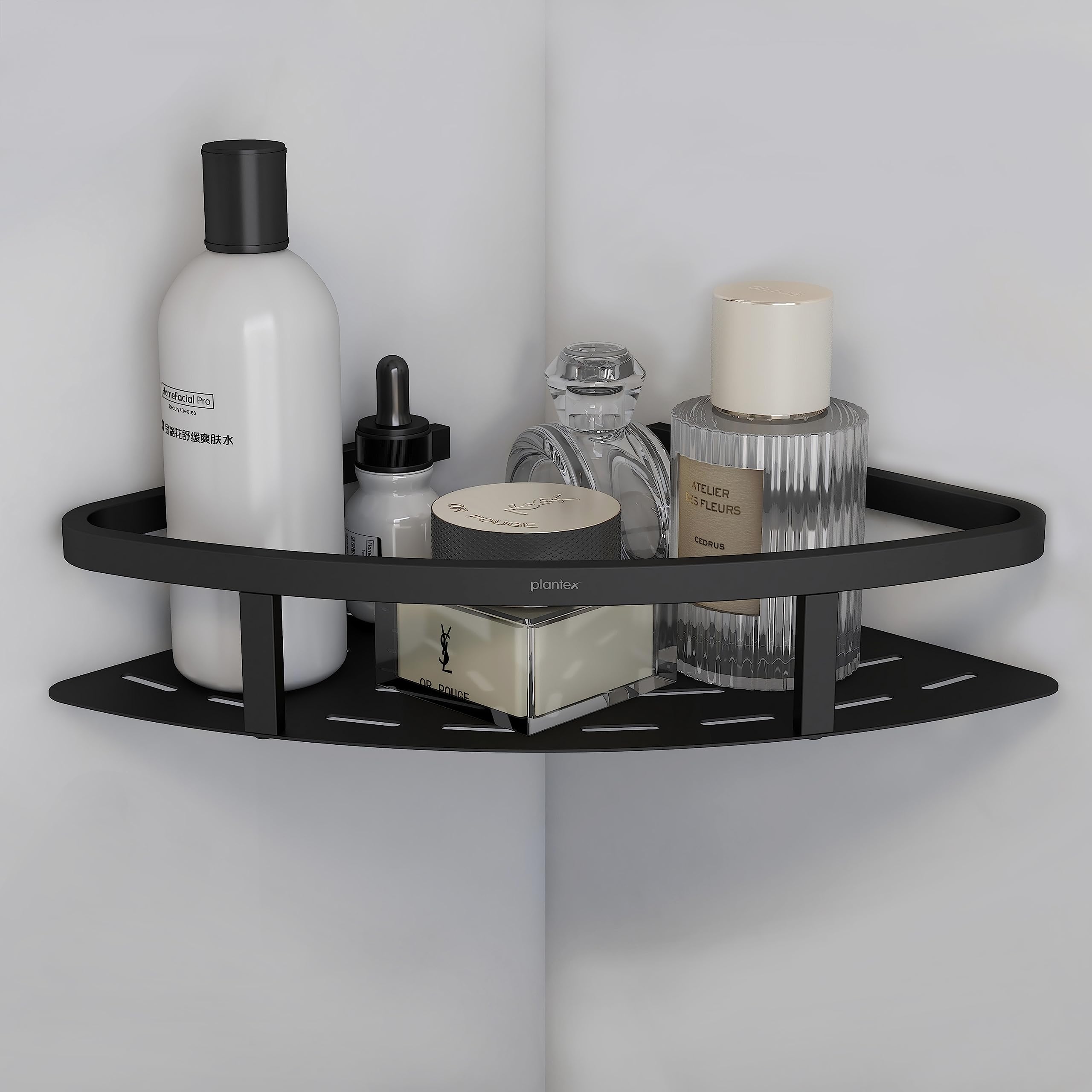 Plantex 304 Stainless Steel Corner/Bathroom Shelf/Kitchen Shelf/Wall Mount - Pack of 1 (Black,9x9 Inches)