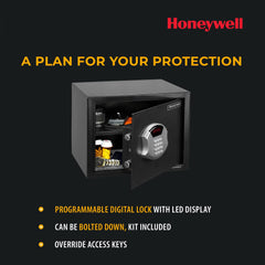 Honeywell Safes - 5103 Steel Security Safe with Hotel-Style Digital Lock/Electronic Safe Locker for Hotel/Home/Office, 0.83-Cubic Feet (Black-Medium)