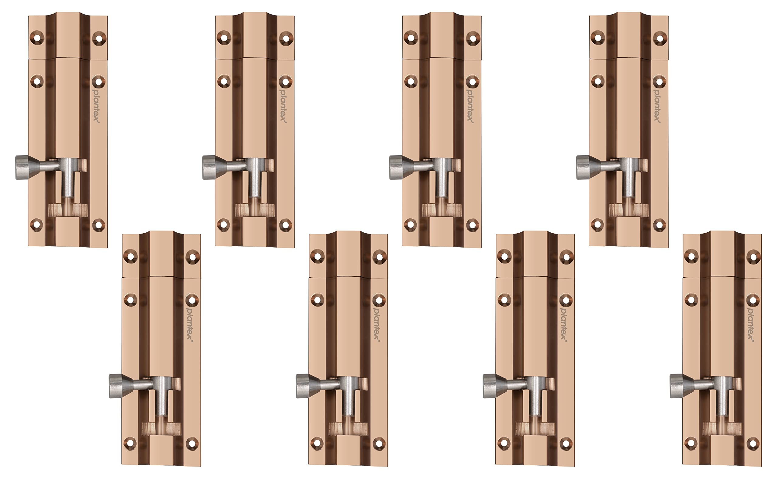 Plantex Heavy Duty 4-inch Joint-Less Tower Bolt for Wooden and PVC Doors for Home Main Door/Bathroom/Windows/Wardrobe - Pack of 8 (704, Rose Gold)