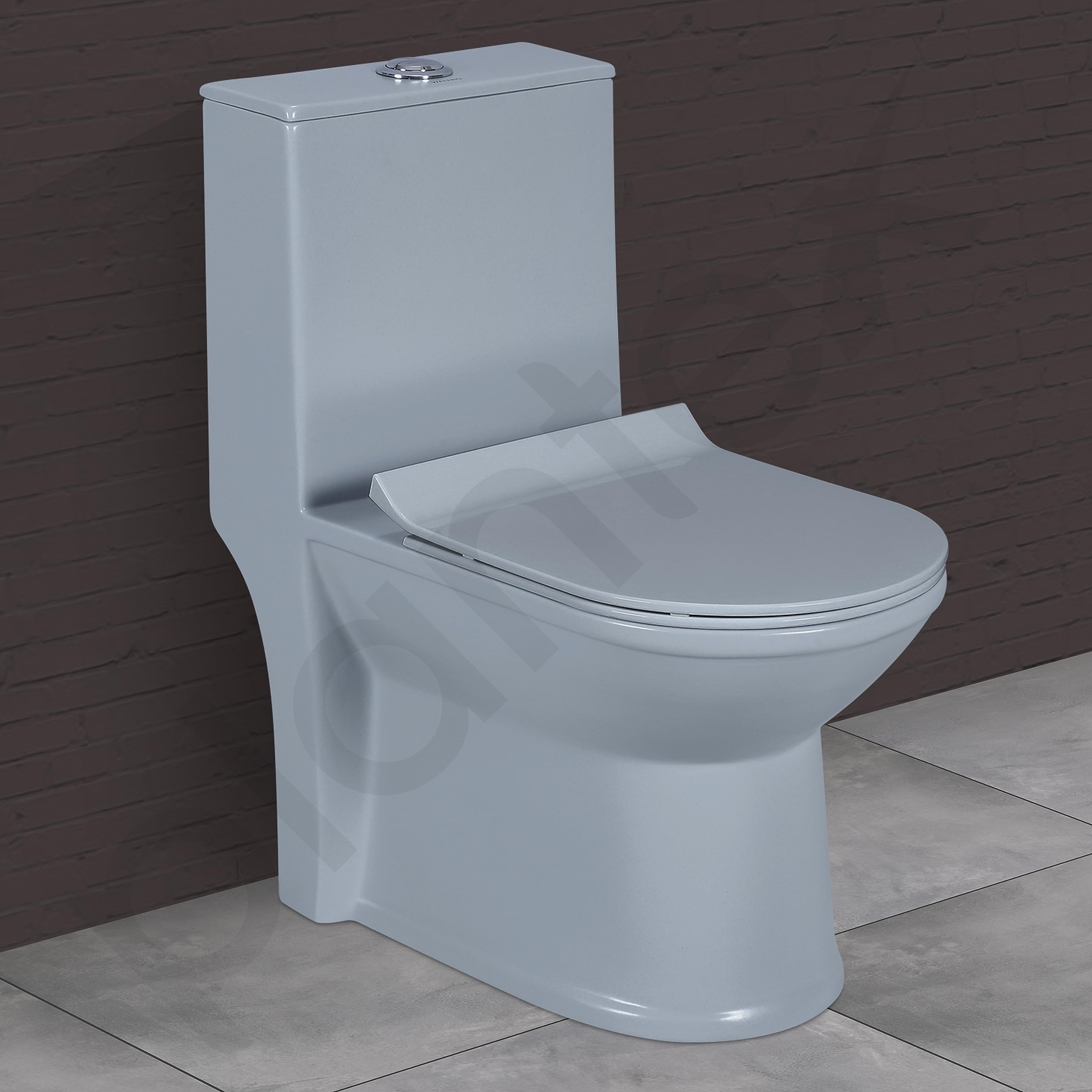 Plantex Ceramic One-Piece Commode with Counter-Top Basin for Bathroom/Western Toilet/Bathroom Wash Basin – Ocean Blue
