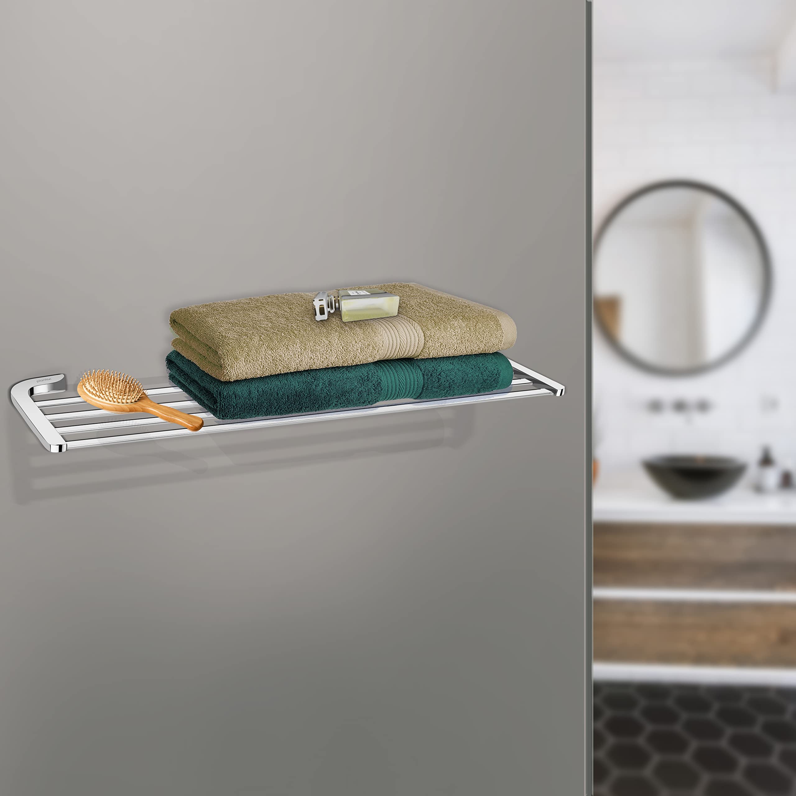 Plantex Fully Brass Smero Towel Rack/Towel Stand/Hanger/Holder Bathroom Accessories - 24 Inch,Chrome (AQ-8131)