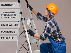 Plantex Premium 6 Step Folding Aluminium Ladder for Home Use/Wide Anti Skid Step Ladder(Anodize-Silver)