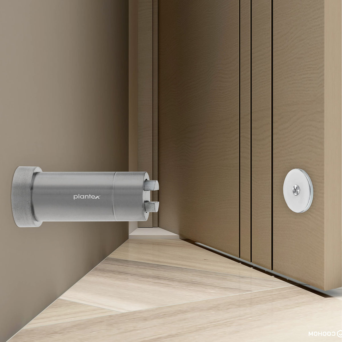 Plantex Stainless Steel 3 inch Round Door Magnet/Door Stopper/Door Catcher for Home/Office/Hotel - Pack of 1 (APS-1117-Matt)