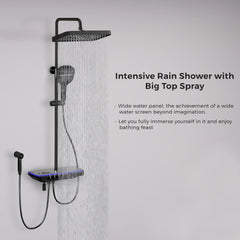 Plantex Solid Brass Elite Shower Panel/Bathroom Shower Set/Thermostatic Shower System with Head Shower,Hand Shower and Spray Gun-Bathroom Accessories (Rich Black)