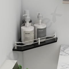 Plantex Premium Diamond Black Glass Corner Shelf for Bathroom/Kitchen Shelf/Bathroom Accessories (9x9 Inches) - Pack of 1