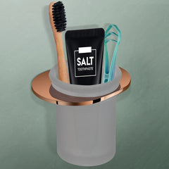 Plantex Smero Pure Brass Tooth Brush Holder/Tumbler Holder/Toothpaste Holder/Bathroom Accessories - Smart (PVD Rose Gold)