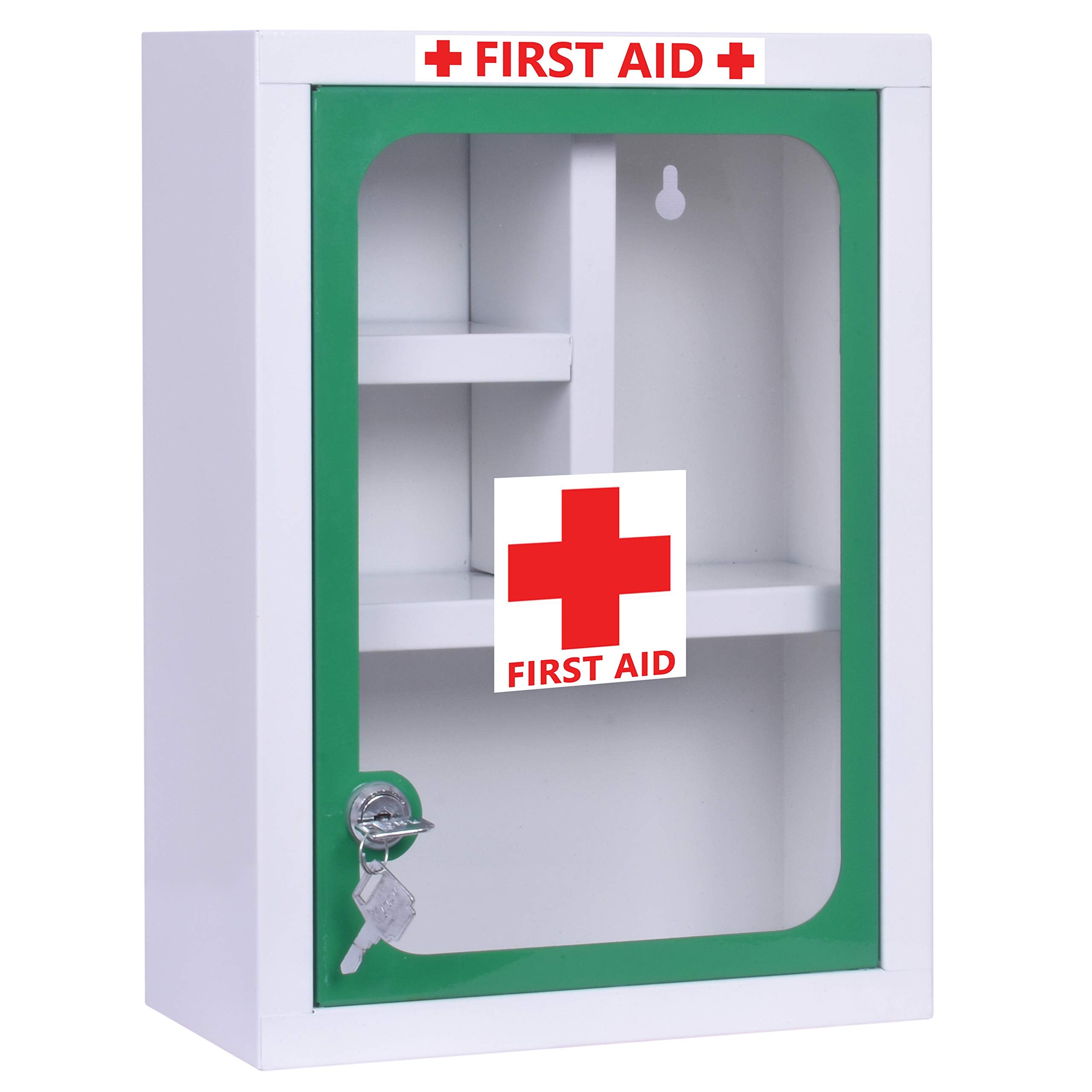 Plantex Big Size Emergency First Aid Kit Box with Multi Compartments for Home/School/Office/Wall (XL, Green and White), Rectangular