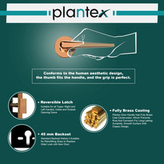 Plantex Door Lock-Fully Brass Main Door Lock with 4 Keys/Mortise Door Lock for Home/Office/Hotel (Sumer-3035, Rose Gold)