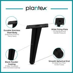 Plantex 304 Grade Stainless Steel 6 inch Sofa Leg/Bed Furniture Leg Pair for Home Furnitures (DTS-54-Black) – 2 Pcs