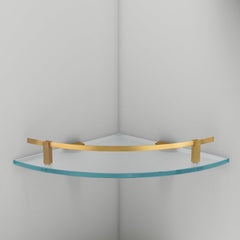 Plantex Premium Frosted Glass Corner/Shelf for Bathroom/Wall Shelf/Storage Shelf (9x9 Inches) - Pack of 1 (Brass Antique)