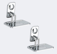 Plantex Dream High Grade Stainless Steel Soap Dish Stand for Bathroom & Kitchen/Soap Dish/Bathroom Accessories - Wall Mounted - Chrome (Pack of 2)