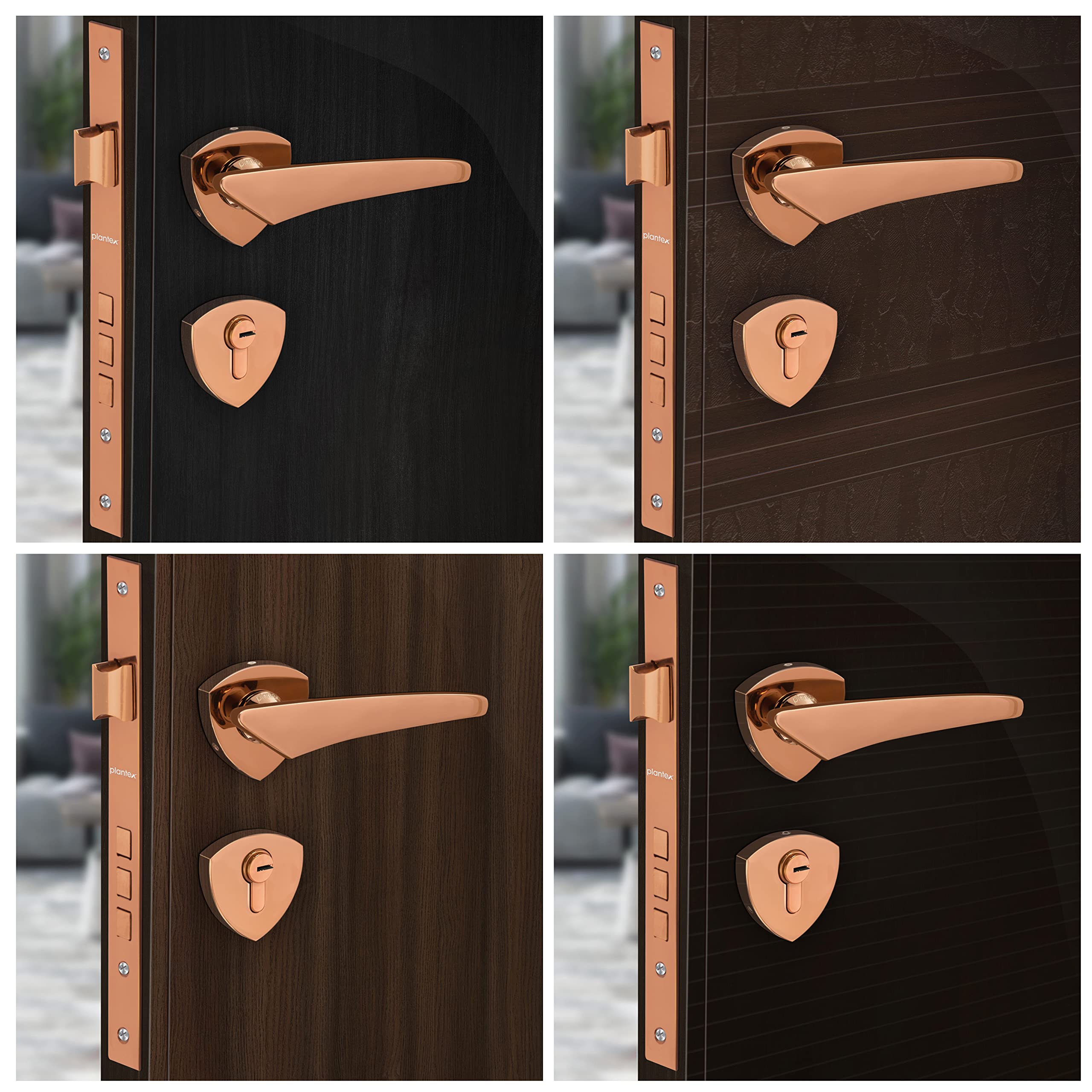 Plantex Door Lock-Fully Brass Main Door Lock with 4 Keys/Mortise Door Lock for Home/Office/Hotel (sumer-3060, Rose Gold)