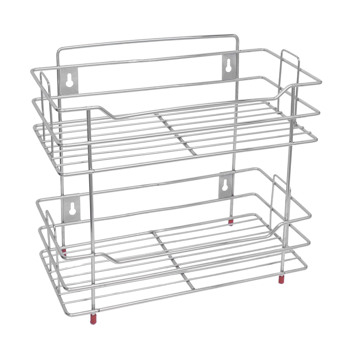 Plantex Stainless Steel Multipurpose 2 Tier Kitchen Rack/Storage Shelf/Cutlery Storage Rack/Dish Rack/Storage Rack for Kitchen (Chrome Finish)