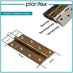 Plantex Heavy Duty Stainless Steel Door Butt Hinges 4 inch x 14 Gauge/2 mm Thickness Home/Office/Hotel for Main Door/Bedroom/Kitchen/Bathroom - Pack of 12 (Brass Antique)