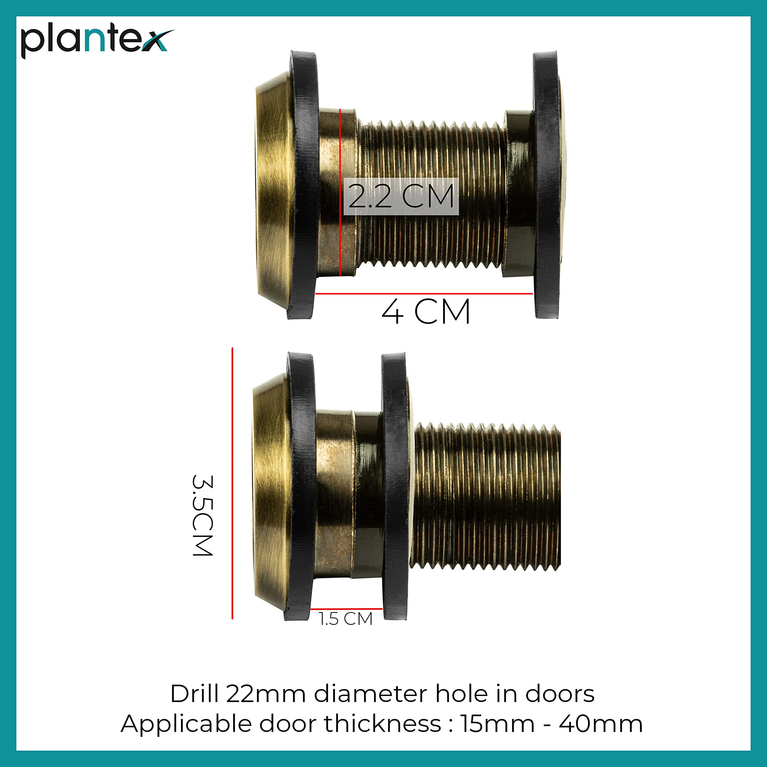 Plantex Round 200 Degree Door Eye Viewer Crystal Ultra Clear Lens for Safe Secure Home/Office/Hotel - Pack of 20 (Brass Antique)