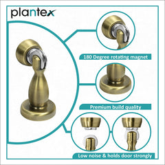 Plantex Magnetic Door Stopper for Home/ 360 Degree Magnet Door Catcher/Door Holder for Main Door/Bedroom/Office and Hotel Door - Pack of 6 (4 inch, Brass Antique)