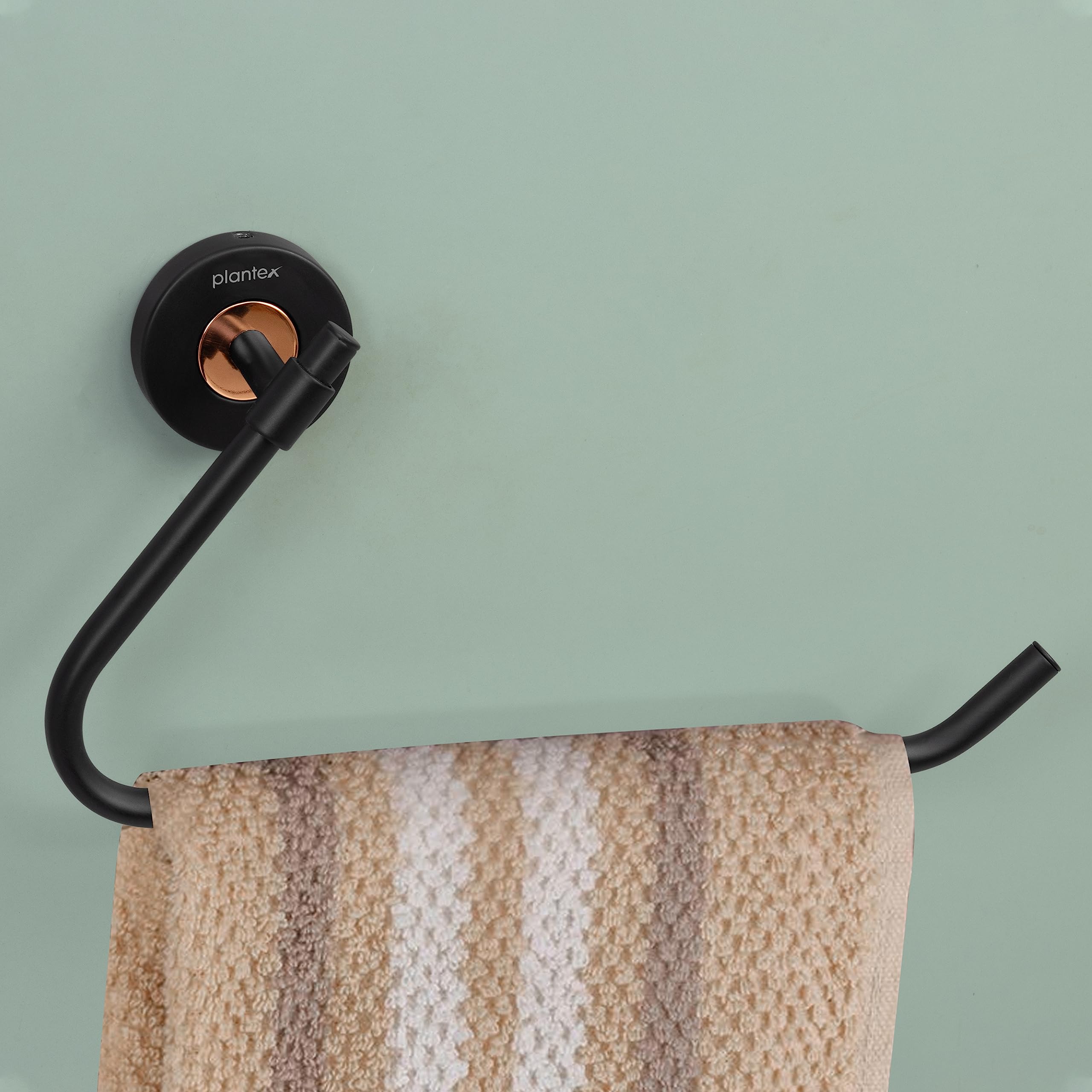 Plantex Solid Brass & SS-304 Grade Napkin Ring/Towel Ring/Napkin Holder/Towel Hanger/Bathroom Accessories - (Black)