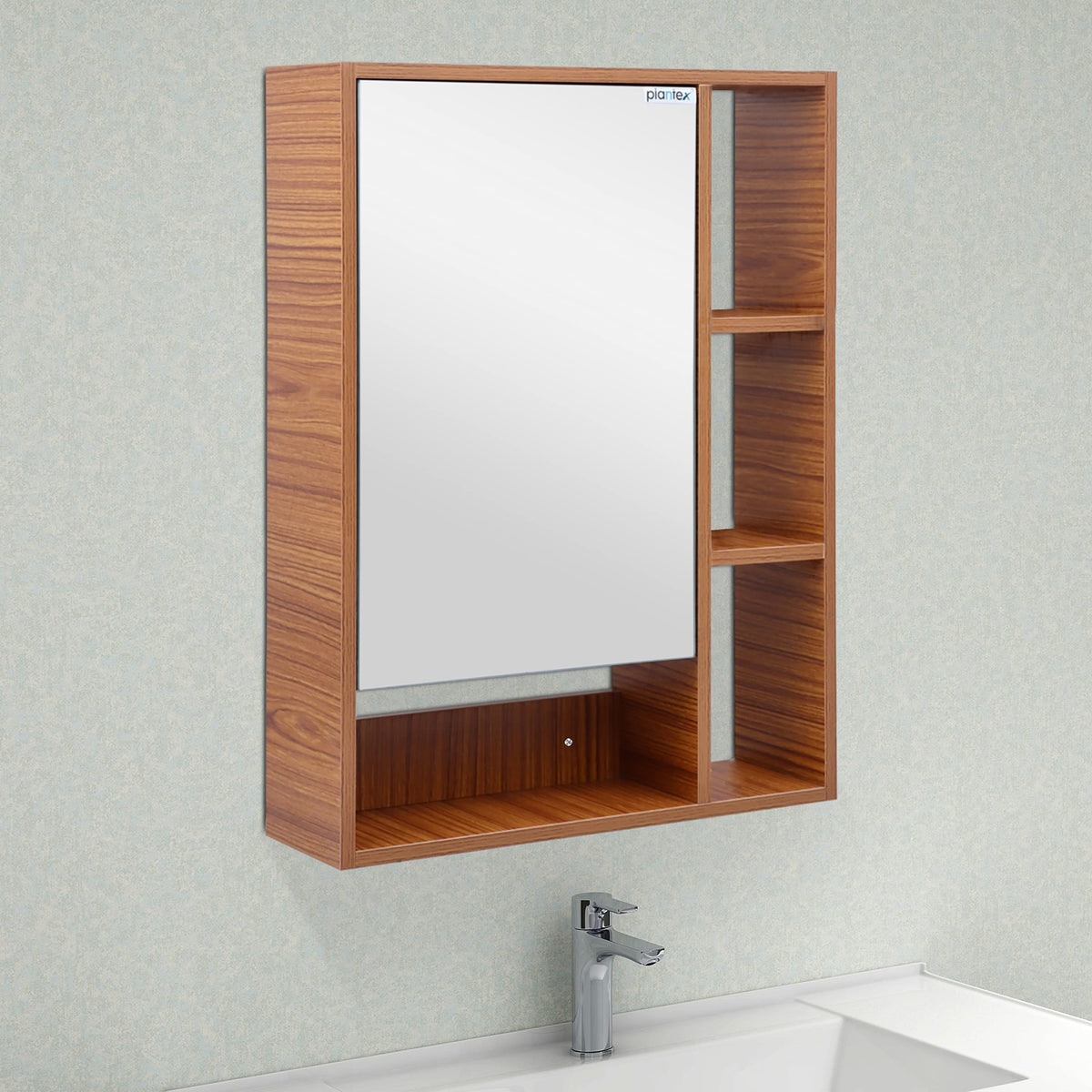 Plantex Bathroom Mirror Cabinet - HDHMR Wood Retro Bathroom Organizer Cabinet (18 x 24 Inches) Bathroom Accessories (Nayana Teak)