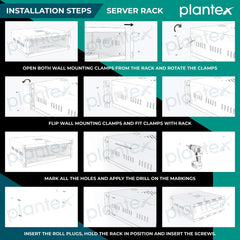Plantex Metal CCTV/DVR/NVR Cabinet Box/DVR Rack Wall Mount with Lock/Network Rack/Server Rack with Power Socket - 3U (Off White & Gray)