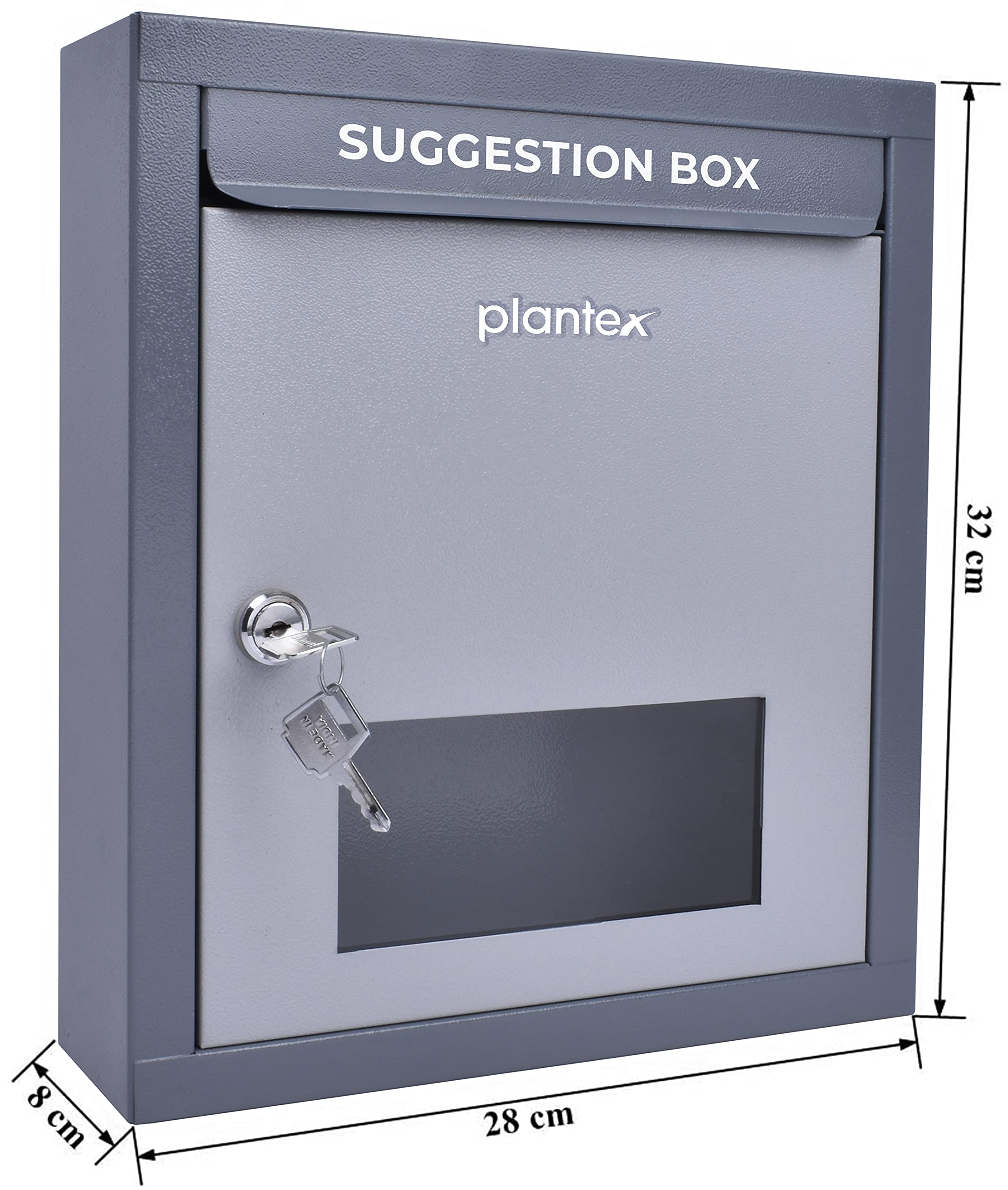 Plantex All in 1 Multipurpose Letter/Suggestion Box/Complaint /Donation Box with Lock Table Top or Wall Mount (Grey)