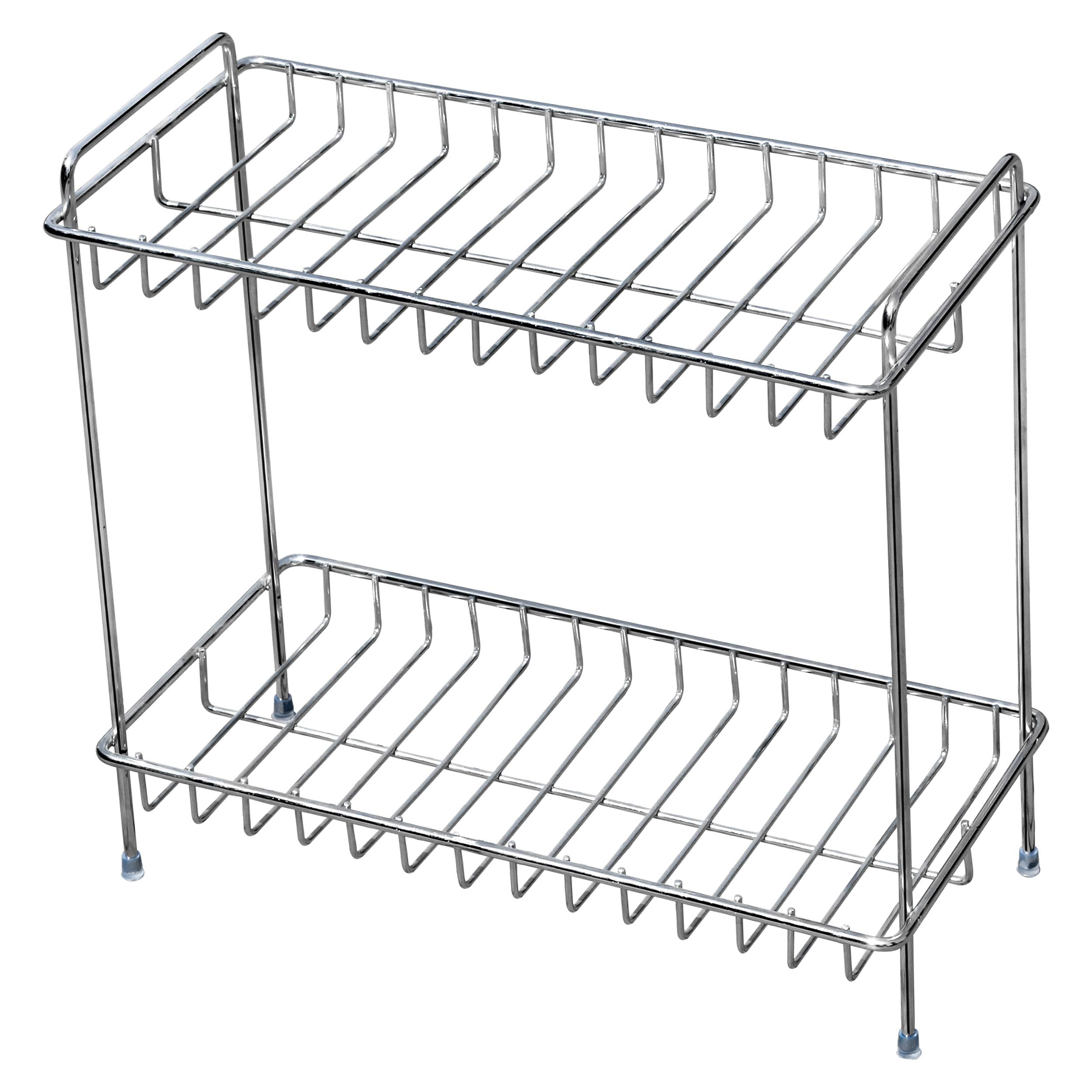 Plantex Stainless Steel Multipurpose 2-Tier Bathroom Organizer Shelf/Rack/Stand/Organizer/Bathroom Accessories (Chrome)