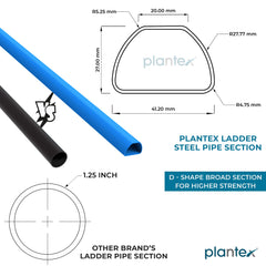 Plantex Premium Steel Folding Step Alloy Steel Ladder for Home - Wide Anti Skid Steps (Blue & Black) (6 Step)
