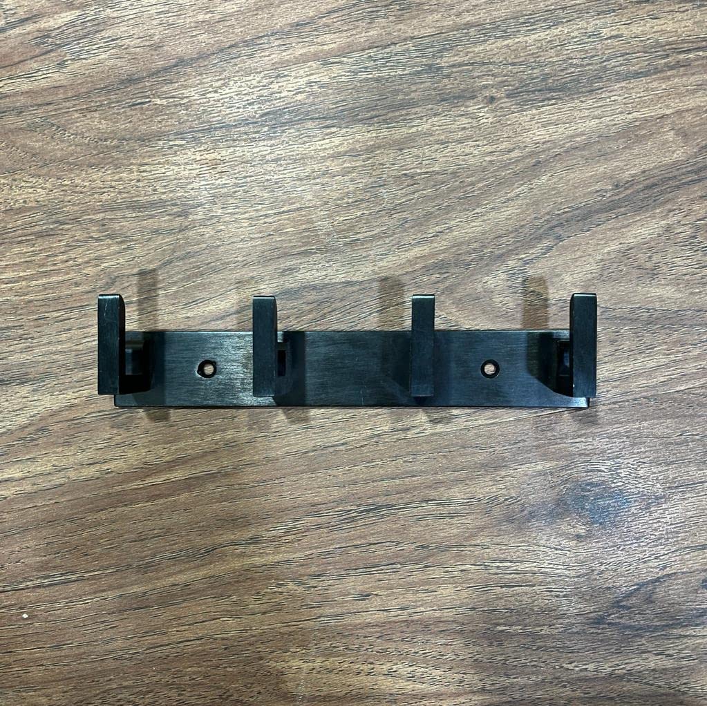 Plantex Aluminum Hook Rail with L-Shape Hooks for Walls of Bathroom/Kitchen–Hook Rail Bar for Clothes/Towel/Keys-Pack of 2 (4 Hooks, Black)
