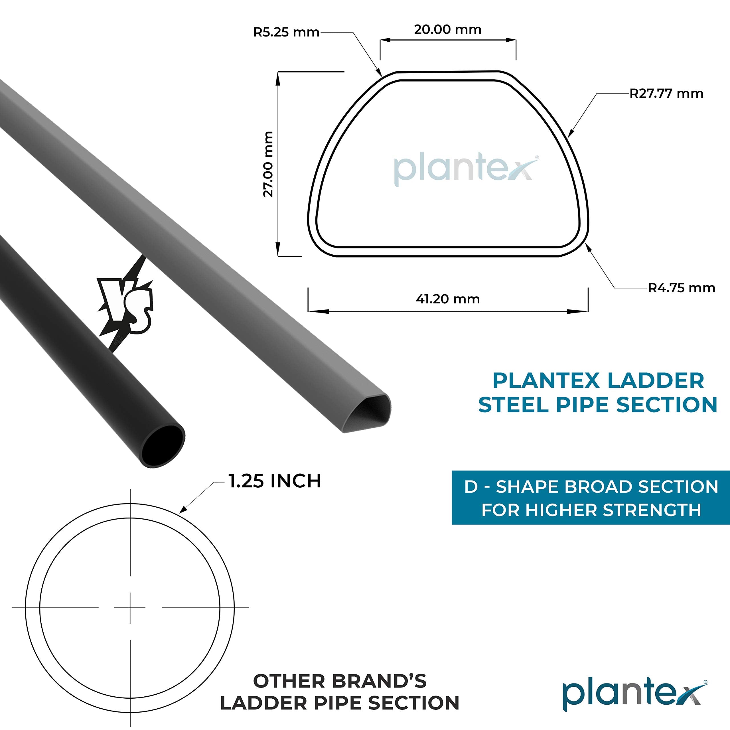 Plantex Ladder for Home-Foldable Steel 3 Step Ladder-Wide Anti Skid Steps (Gray & White)