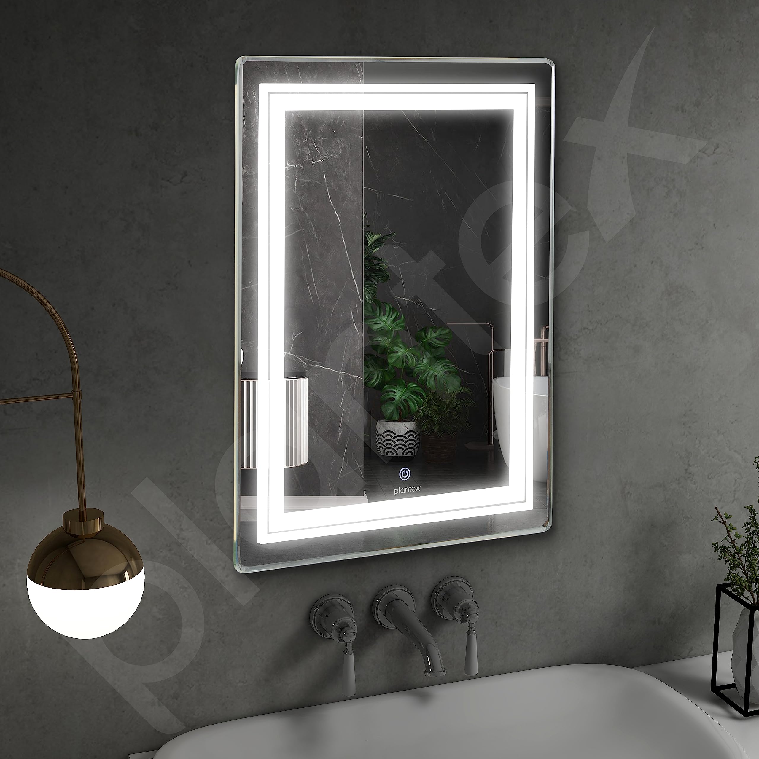Plantex LED Mirror Glass with Sensor for Bathroom/3 Tone(White Light, Natural Light, Warm Light)/Designer Mirror for Living Room/Bedroom/Dressing Room–Rectangle Shape (18x24 inch)