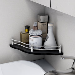 Plantex Bathroom Shelf/Bathroom Corner Organizer Shelf/Black Glass Corner Shelf for Living Room (9x9 Inches Flower - Pack of 1)