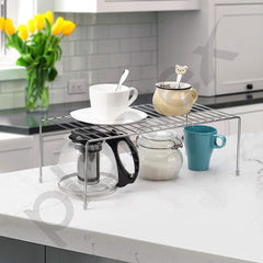 Plantex Shelf Divider for Kitchen Storage Shelves for Kitchen Cabinets/Plate Stand/Utensil Rack (Stainless Steel)