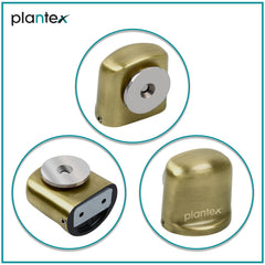 Plantex Heavy Duty Door Magnet Stopper/Door Catch Holder for Home/Office/Hotel, Floor Mounted Soft-Catcher to Hold Wooden/Glass/PVC Door - Pack of 8 (193 - Brass Antique)