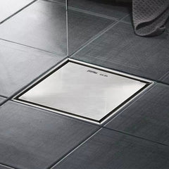 Plantex 304 Grade Stainless Steel Multipurpose Square Shower Floor Drain with Tile Insert Grate (6 x 6 inches) - Matt