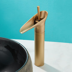 Plantex Designer Pure Brass Hot & Cold Wash Basin Mixer/Single Handle Kitchen Sink Faucet Tap/High Neck Pillar Cock (Brass Antique)