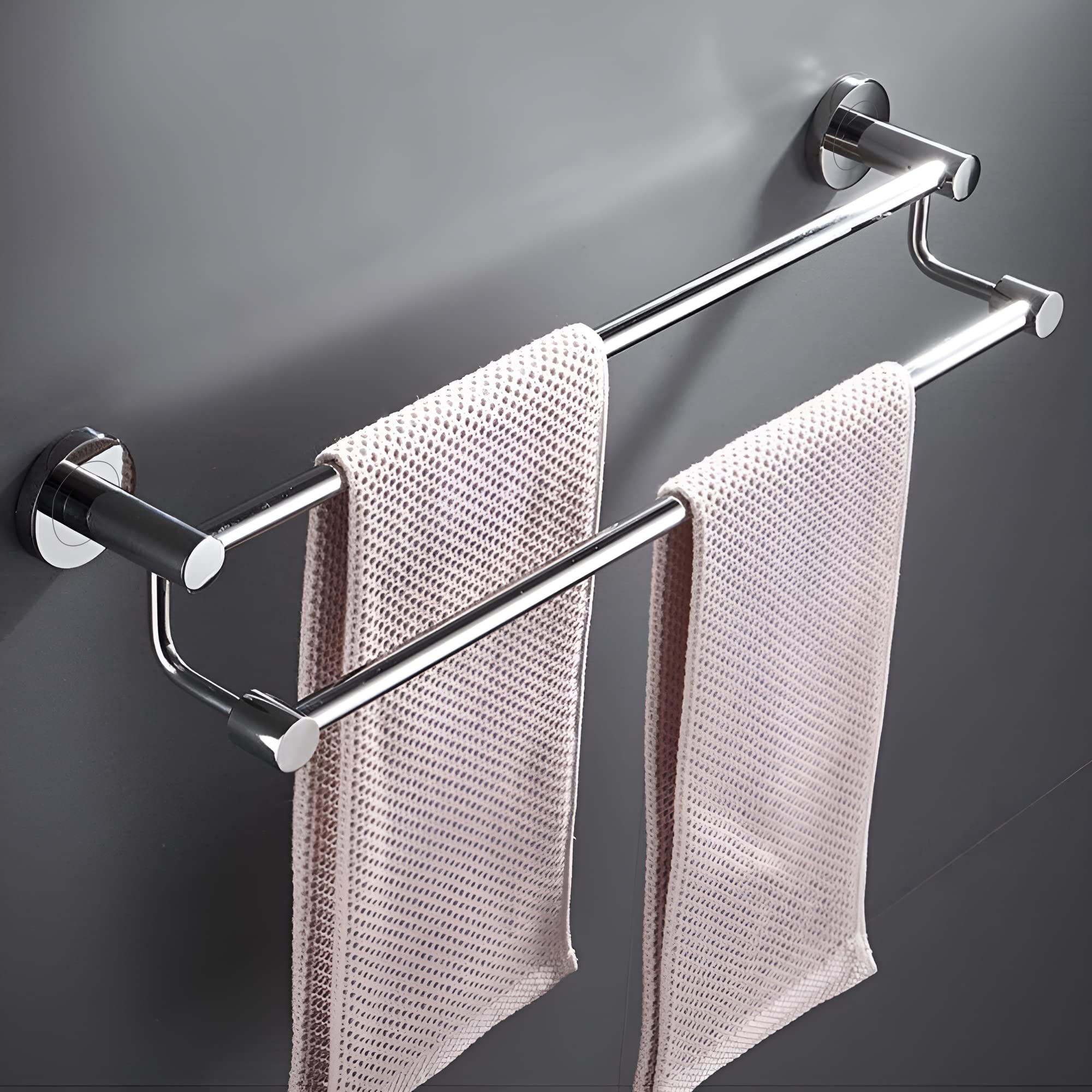 Plantex Stainless Steel Towel Rod/Towel Rack for Bathroom/Towel Bar/Hanger/Stand/Bathroom Accessories (24 Inch - Chrome Finish) - Pack of 3