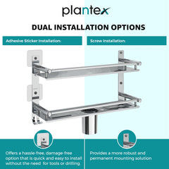 Plantex 5in1 Multipurpose Stainless Steel Bathroom Shelf with Soap Stand/Tumbler/Toothbrush Holder/Stand and Rack for Bathroom Accessories-Wall Mounted (Thick Material)
