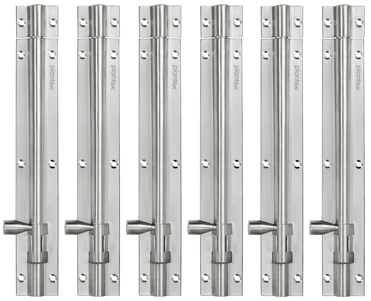 Plantex 8- inches Tower Bolt for Windows/Doors/Wardrobe - Pack of 6 (Chrome-Silver)