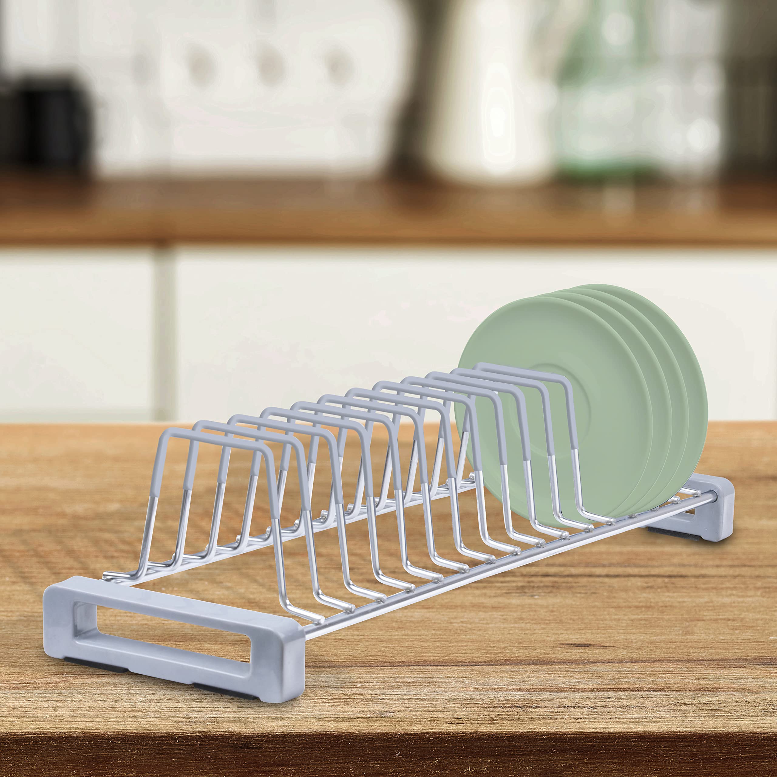 Plantex Stainless Steel Plate Stand/Saucer Stand/Utensil Rack/thali Stand/Dish Rack/Kitchen Stand/Kitchen Accessories (Chrome)