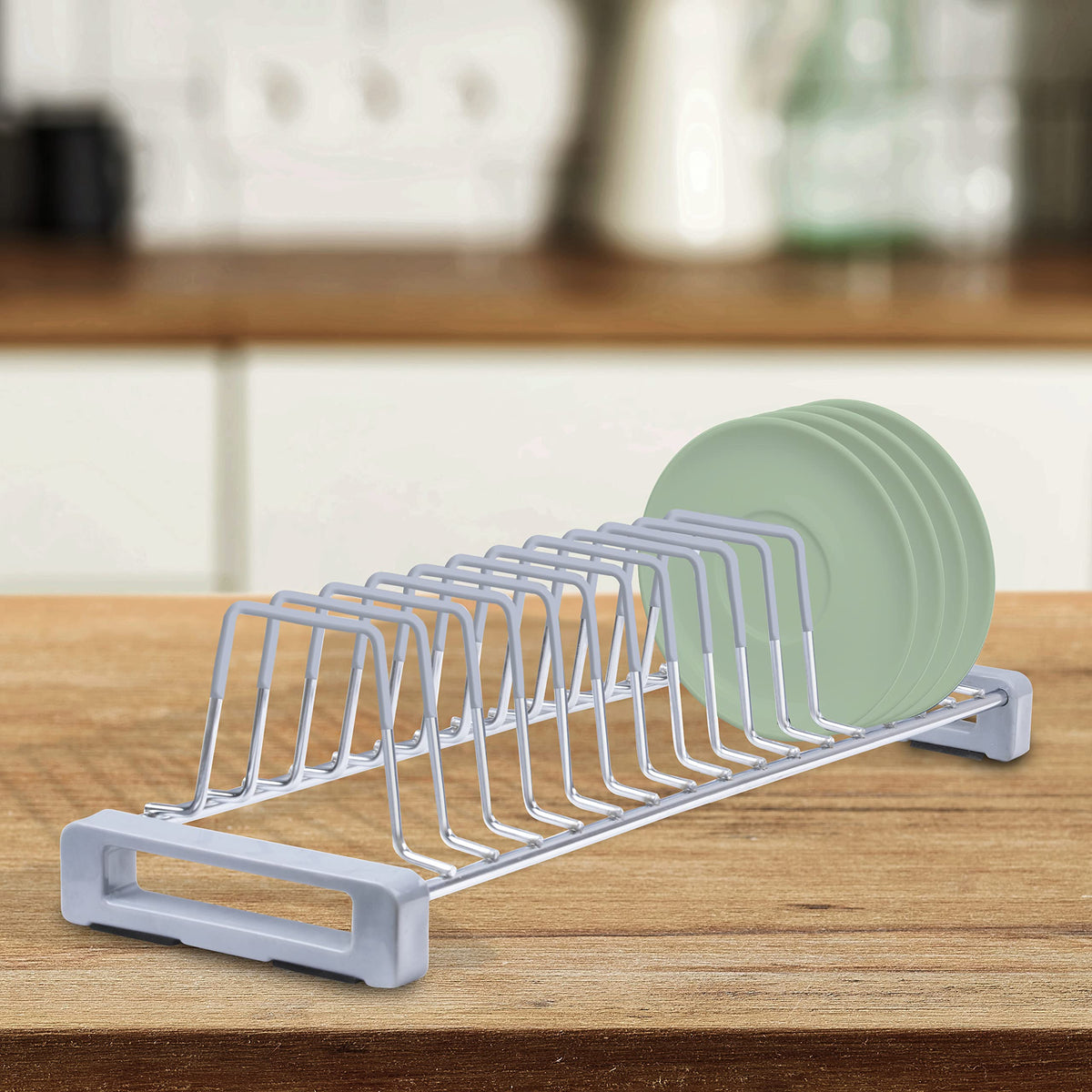 Plantex Stainless Steel Plate Stand/Saucer Stand/Utensil Rack/thali Stand/Dish Rack/Kitchen Stand/Kitchen Accessories (Chrome)